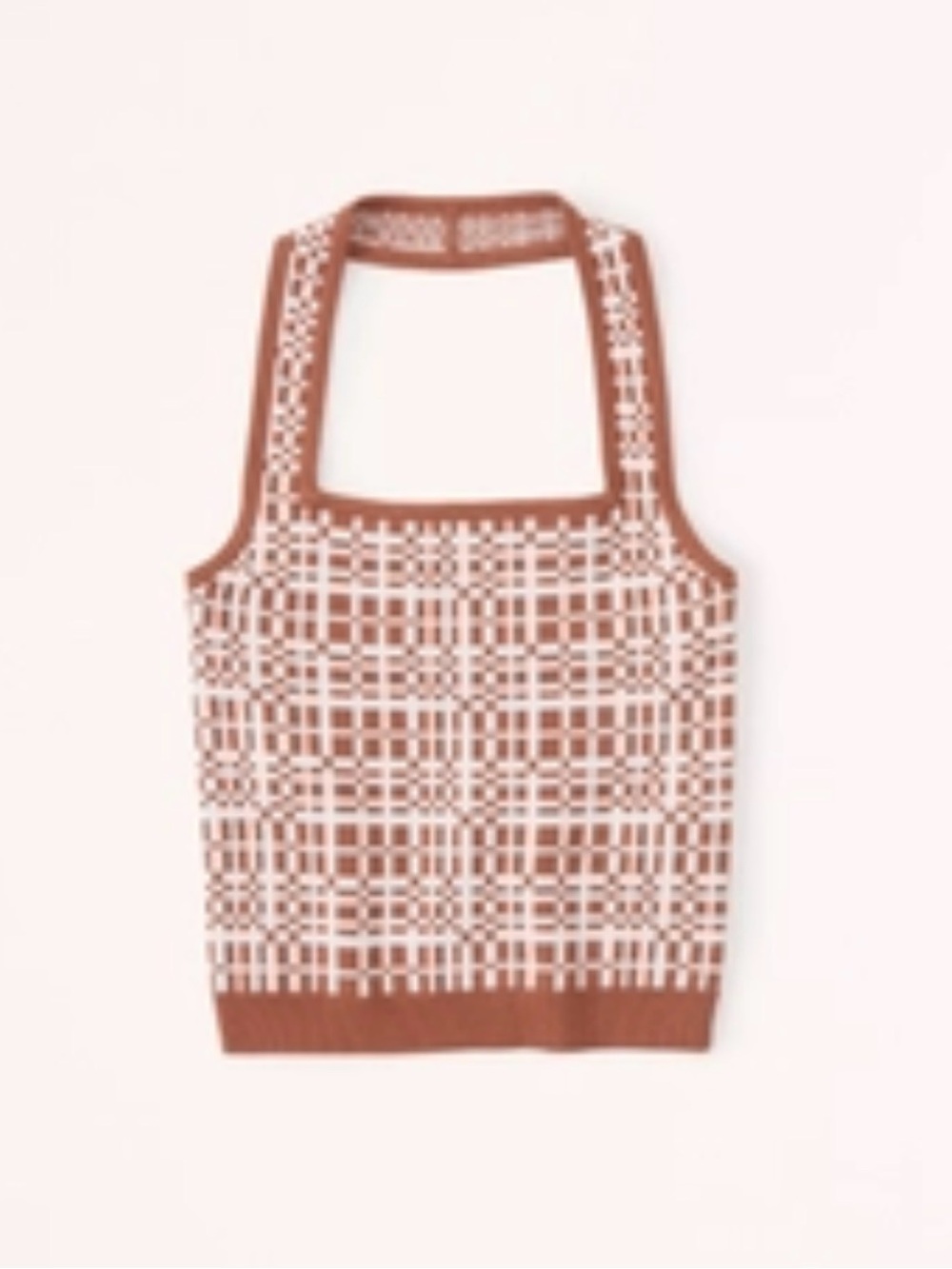 NWT Abercrombie & Fitch Rust and White Geometric Knit Crop Top Halter Tank